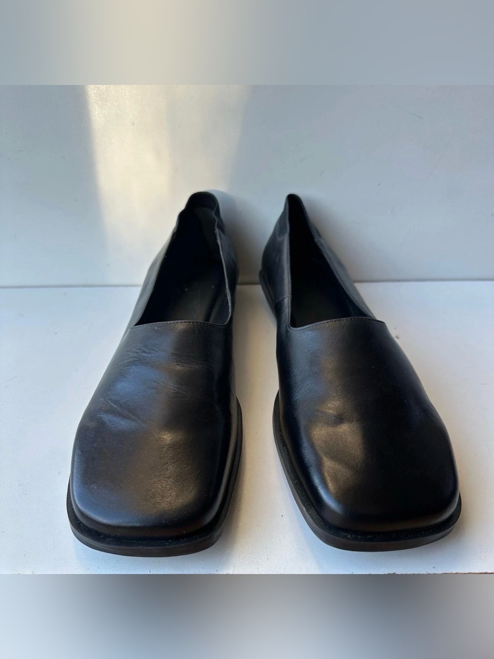 J. Jill  Black Leather Square Toe Loafers Flats Shoes Women's Size 11